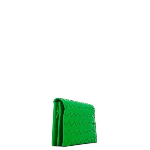 Bottega Veneta Wallet on Strap Parakeet Green & Gold Lambskin Crossbody Bag NWT - Picture 3 of 11
